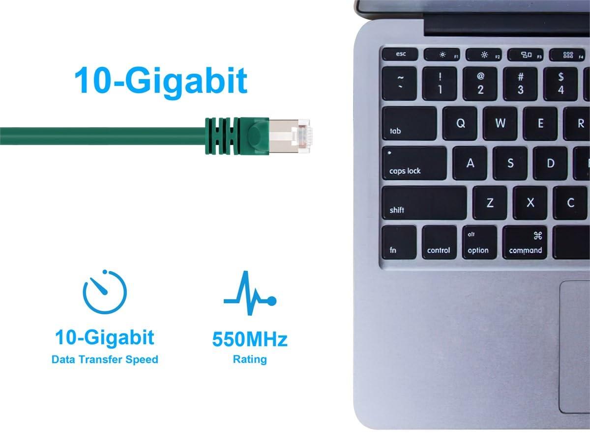 image:imageMonoprice 50FT 24AWG Cat6A 500MHz STP Ethernet Bare Copper Network Cable BlueGreen