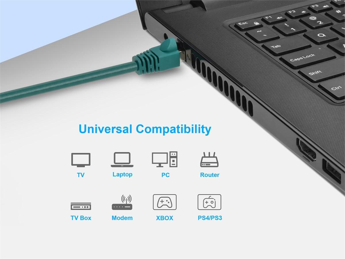image:imageMonoprice 50FT 24AWG Cat6A 500MHz STP Ethernet Bare Copper Network Cable BlueGreen