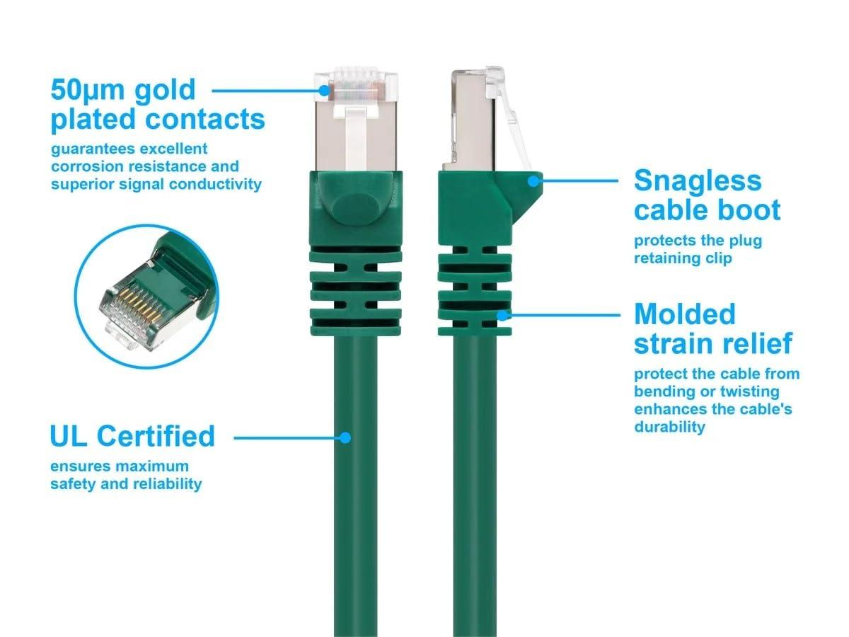 image:imageMonoprice 50FT 24AWG Cat6A 500MHz STP Ethernet Bare Copper Network Cable BlueGreen