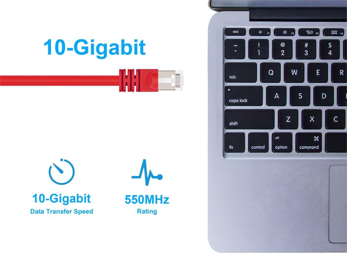 image:imageMonoprice 50FT 24AWG Cat6A 500MHz STP Ethernet Bare Copper Network Cable BlueRed