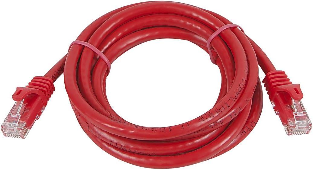 image:imageMonoprice Cat5e Ethernet Patch Cable 3 feet Gray Snagless RJ45 Stranded 350Mhz UTP Pure Bare Copper Wire 24AWG Flexboot SeriesRed