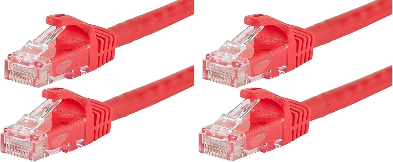 image:imageMonoprice Cat5e Ethernet Patch Cable 3 feet Gray Snagless RJ45 Stranded 350Mhz UTP Pure Bare Copper Wire 24AWG Flexboot SeriesRed