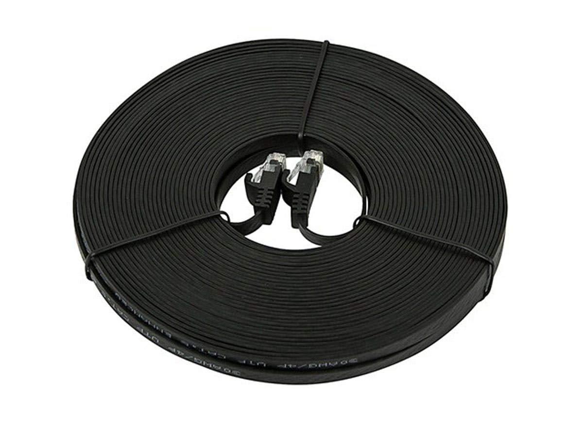 image:imageMonoprice Cat5e Ethernet Patch Cable 75 Feet Black Network Internet Cord RJ45 FlatStranded 350Mhz UTP Pure Bare Copper Wire 30AWG75ft