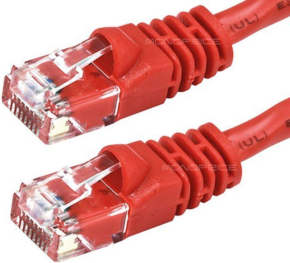 image:imageMonoprice Cat5e Ethernet Patch Cable Network Internet Cord RJ45 Stranded 350Mhz UTP Pure Bare Copper Wire 24AWG 5ft PurpleRed
