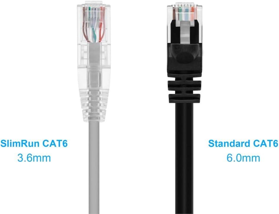 image:imageMonoprice Cat6 5ft Blue Component Level Patch Cable UTP 28AWG 550MHz Pure Bare Copper Snagless RJ45 SlimRun Series Ethernet CableGray