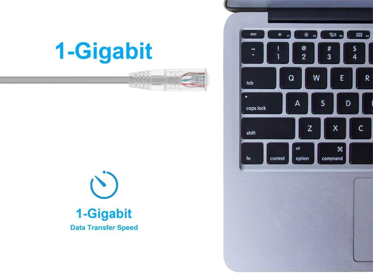 image:imageMonoprice Cat6 5ft Blue Component Level Patch Cable UTP 28AWG 550MHz Pure Bare Copper Snagless RJ45 SlimRun Series Ethernet CableGray