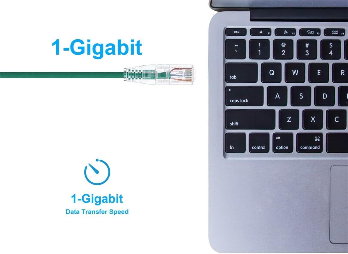 image:imageMonoprice Cat6 5ft Blue Component Level Patch Cable UTP 28AWG 550MHz Pure Bare Copper Snagless RJ45 SlimRun Series Ethernet CableGreen