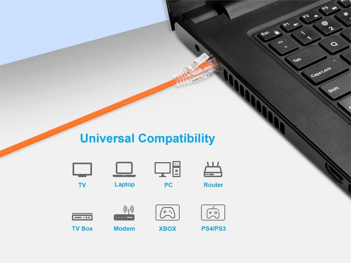 image:imageMonoprice Cat6 5ft Blue Component Level Patch Cable UTP 28AWG 550MHz Pure Bare Copper Snagless RJ45 SlimRun Series Ethernet CableOrange