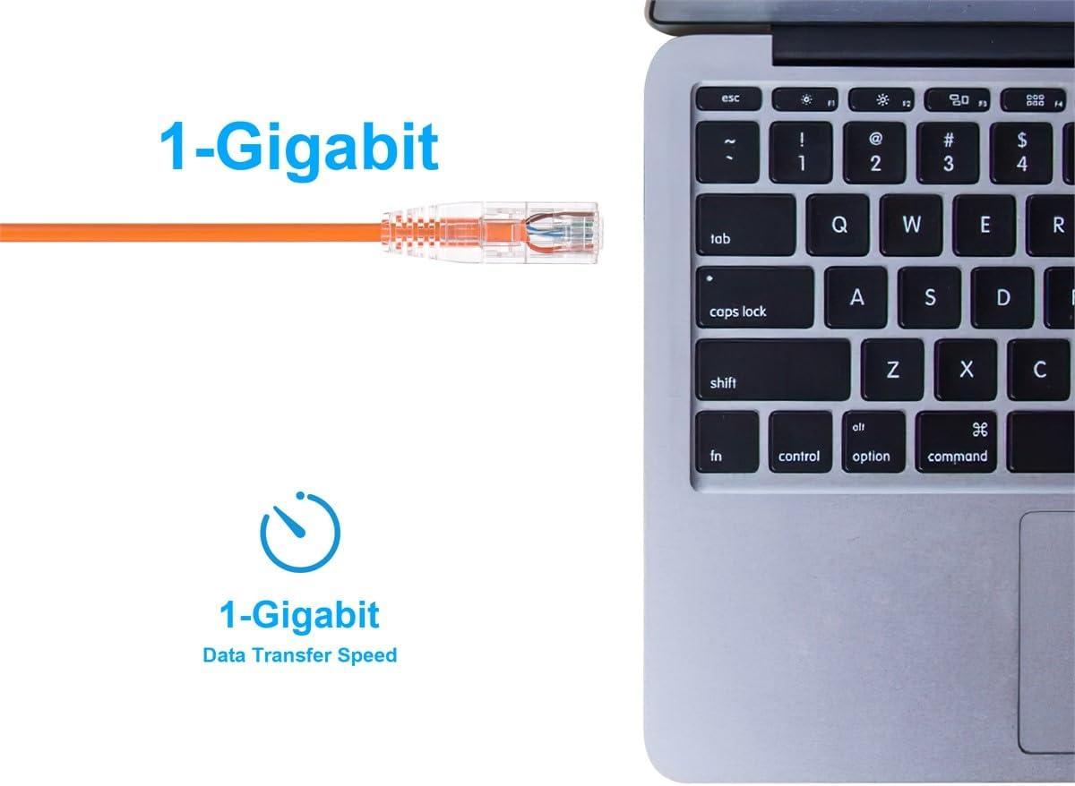 image:imageMonoprice Cat6 5ft Blue Component Level Patch Cable UTP 28AWG 550MHz Pure Bare Copper Snagless RJ45 SlimRun Series Ethernet CableOrange