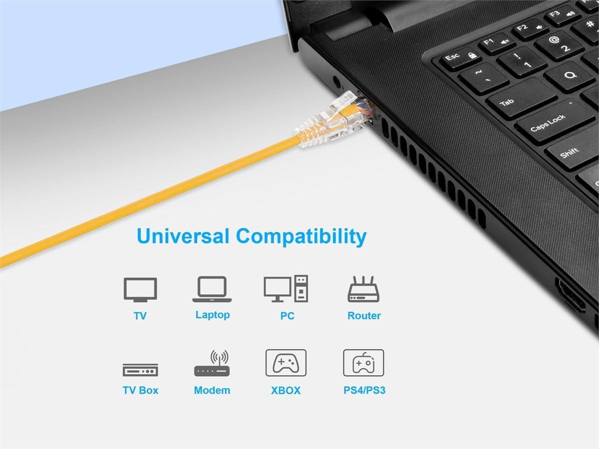 image:imageMonoprice Cat6 5ft Blue Component Level Patch Cable UTP 28AWG 550MHz Pure Bare Copper Snagless RJ45 SlimRun Series Ethernet CableYellow