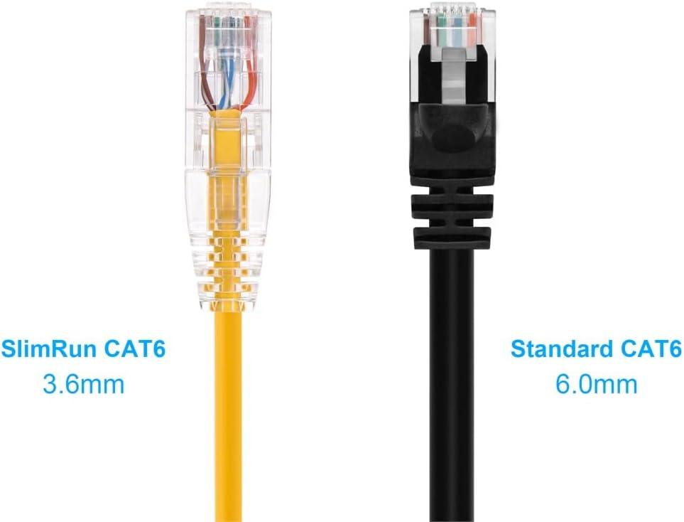image:imageMonoprice Cat6 5ft Blue Component Level Patch Cable UTP 28AWG 550MHz Pure Bare Copper Snagless RJ45 SlimRun Series Ethernet CableYellow