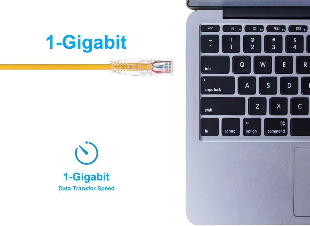 image:imageMonoprice Cat6 5ft Blue Component Level Patch Cable UTP 28AWG 550MHz Pure Bare Copper Snagless RJ45 SlimRun Series Ethernet CableYellow