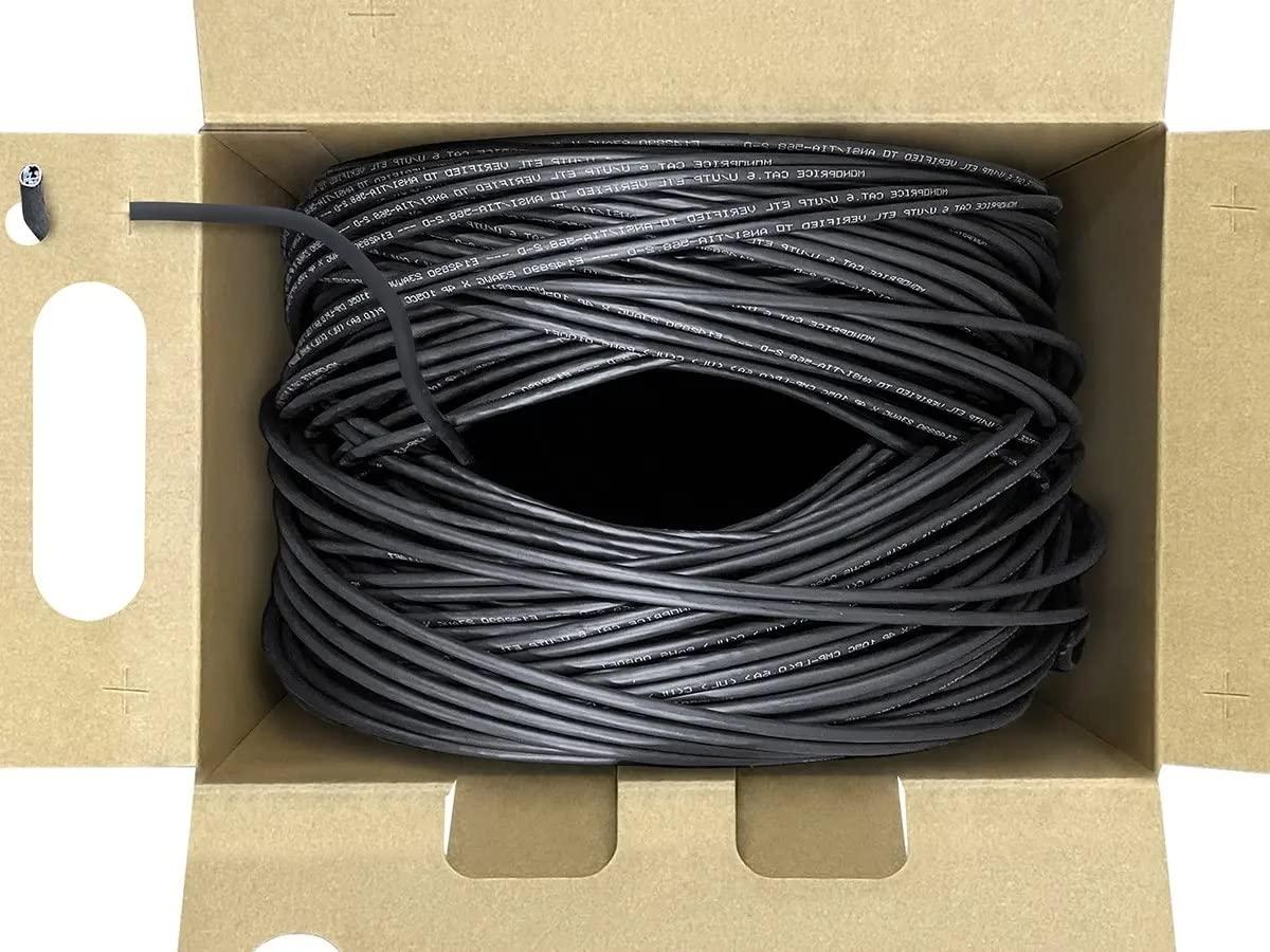 image:imageMonoprice Cat6 Plenum Bulk Cable UL Solid 550MHz UTP CMP 10G 23AWG 500 Feet WhiteBlack