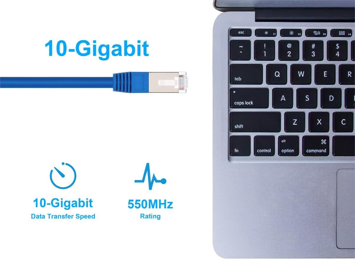 image:imageMonoprice Cat6A 1ft Blue Patch Cable Double Shielded SFTP 26AWG 10G Pure Bare Copper Molded RJ45 Entegrade Series Ethernet Cable20 Feet