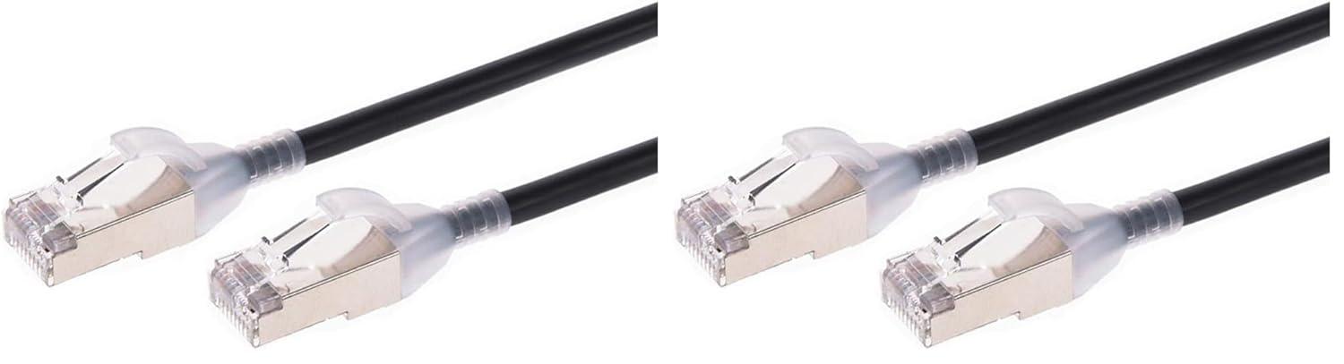 image:imageMonoprice Cat6A 3ft White Component Level Patch Cable Double Shielded SFTP 30AWG 10G CM Pure Bare Copper Snagless RJ45 SlimRun Series Ethernet CableBlack