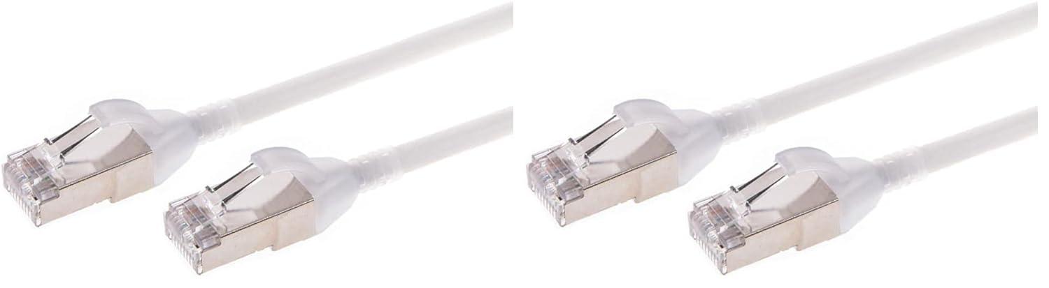 image:imageMonoprice Cat6A 3ft White Component Level Patch Cable Double Shielded SFTP 30AWG 10G CM Pure Bare Copper Snagless RJ45 SlimRun Series Ethernet CableWhite