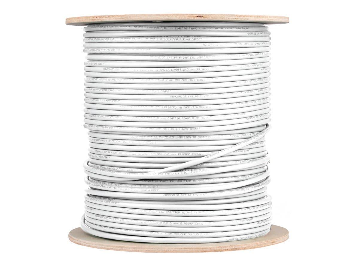 image:imageMonoprice Cat6A Ethernet Bulk Cable 500 Feet Yellow Solid 550Mhz FUTP CMR Riser Rated Pure Bare Copper Wire 10G 23AWG No Logo UL TAAWhite