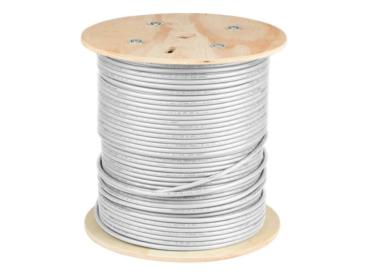 image:imageMonoprice Cat6A Ethernet Bulk Cable Solid 550Mhz FUTP CMR Riser Rated Pure Bare Copper Wire 10G 23AWG No Logo UL TAA 500 Feet BlackWhite