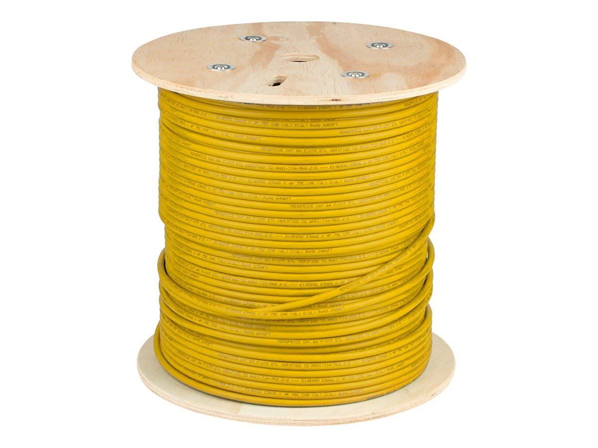 image:imageMonoprice Cat6A Ethernet Bulk Cable Solid 550Mhz FUTP CMR Riser Rated Pure Bare Copper Wire 10G 23AWG No Logo UL TAA 500 Feet BlackYellow