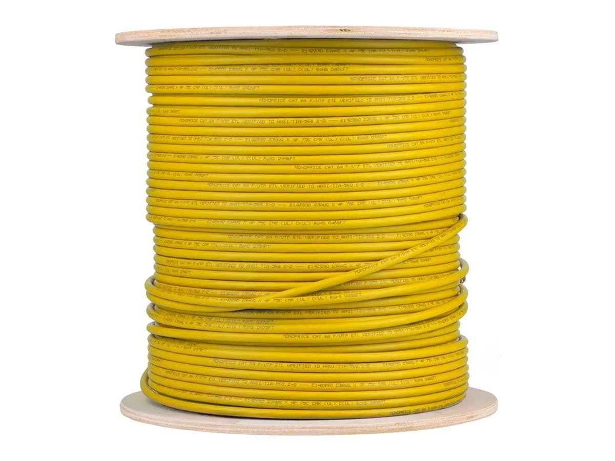 image:imageMonoprice Cat6A Ethernet Bulk Cable Solid 550Mhz FUTP CMR Riser Rated Pure Bare Copper Wire 10G 23AWG No Logo UL TAA 500 Feet BlackYellow