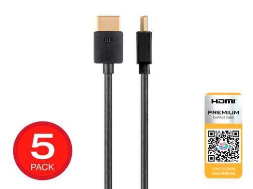 image:imageMonoprice Certified Premium HDMI Cable 4K60Hz HDR 18Gbps 36AWG YUV 444 5Pack 3 Feet Black Ultra Slim Series1 Feet