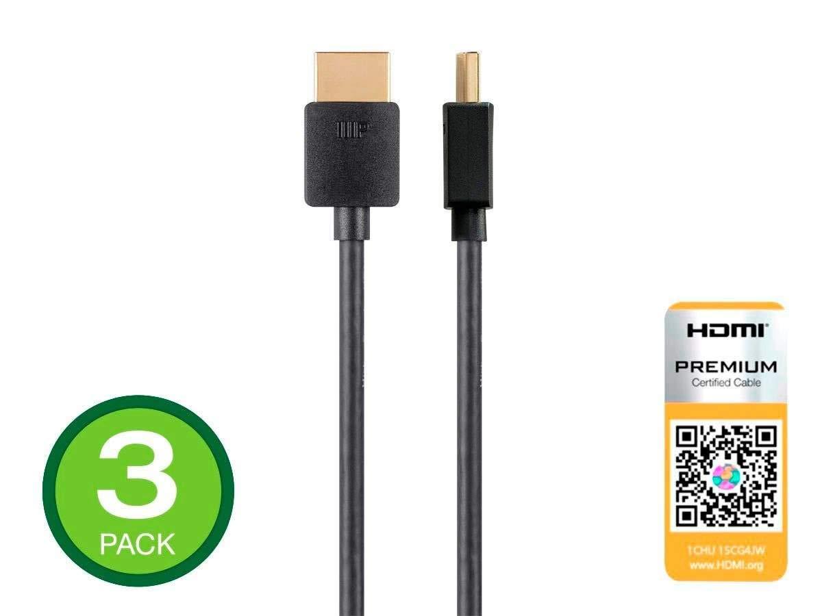 image:imageMonoprice Certified Premium HDMI Cable 4K60Hz HDR 18Gbps 36AWG YUV 444 5Pack 3 Feet Black Ultra Slim Series1 Feet