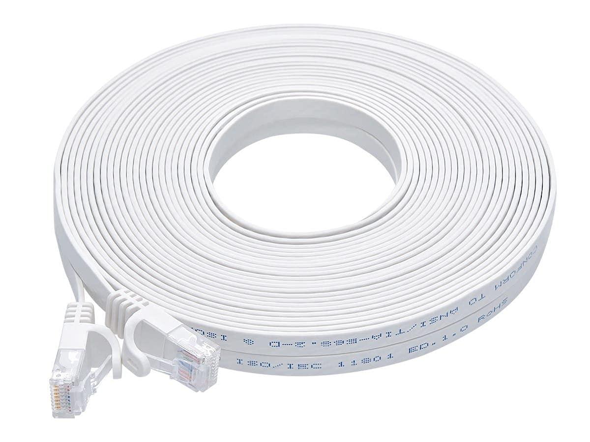 image:imageMonoprice Flexboot Cat6 Ethernet Patch Cable Snagless RJ45 Flat 550MHz UTP Pure Bare Copper Wire 30AWG 10 ft WhiteWhite