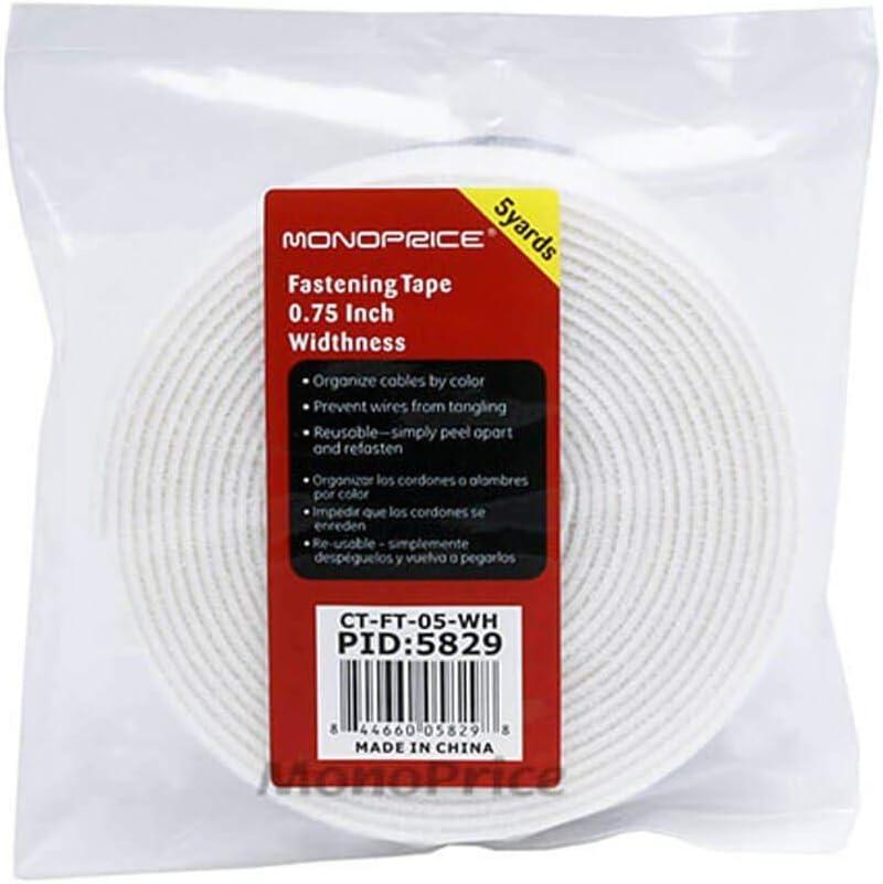 image:imageMonoprice Hook and Loop Fastening Tape 5 Yards Per Roll 075in WhiteWhite