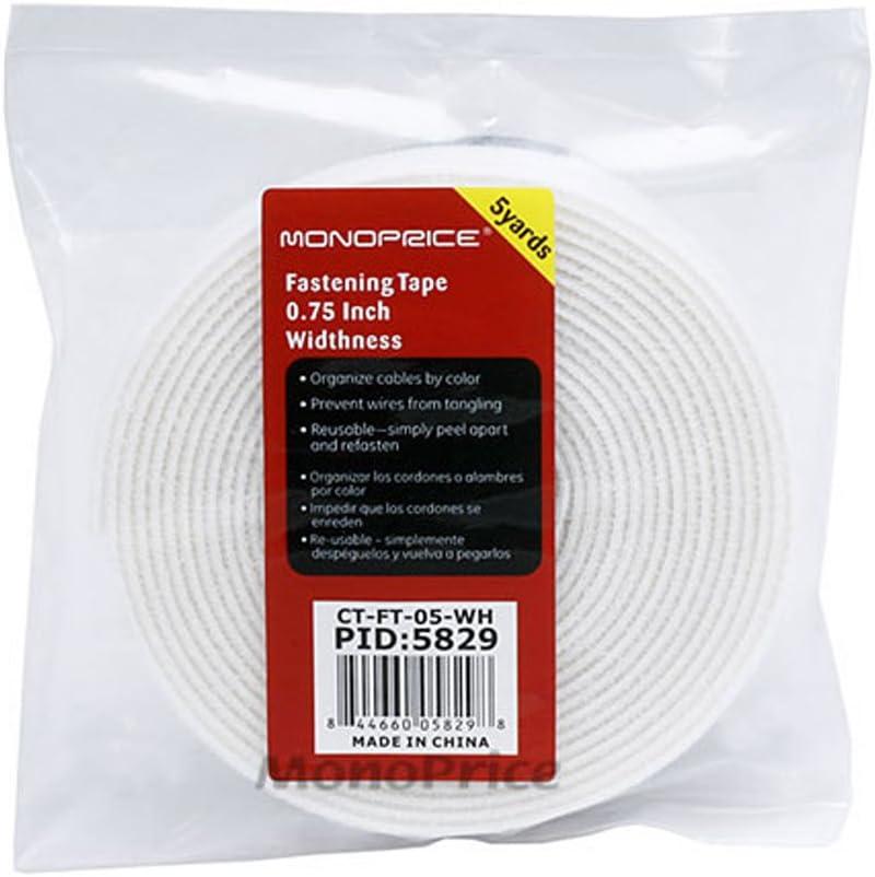 image:imageMonoprice Hook and Loop Fastening Tape 5 Yards Per Roll 075in WhiteWhite