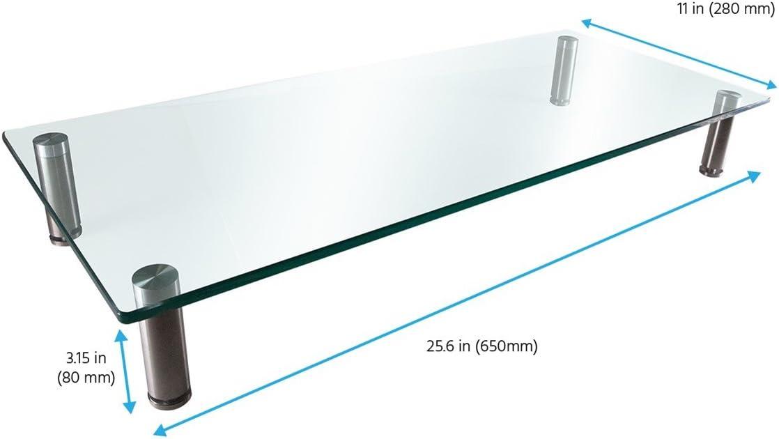 image:imageMonoprice Medium Multimedia Desktop Stand Black Glass 276 x 122 x 3 Stand amp Riser Laptop Stand Desktop TV Stand Dual Monitors w Height Adjustable Legs Workstream Collection 116360 256 x 110Clear Glass