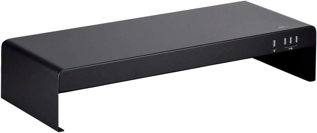 image:imageMonoprice Medium Multimedia Desktop Stand Black Glass 276 x 122 x 3 Stand amp Riser Laptop Stand Desktop TV Stand Dual Monitors w Height Adjustable Legs Workstream Collection 116360 256 x 110Black Metal