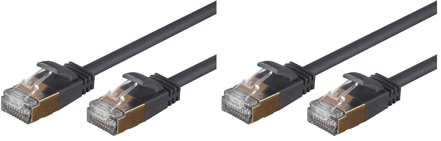 image:imageMonoprice SlimRun Cat6A Ethernet Patch Cable Network Internet Cord RJ45 Stranded STP Pure Bare Copper Wire 36AWG 3ft BlackBlack