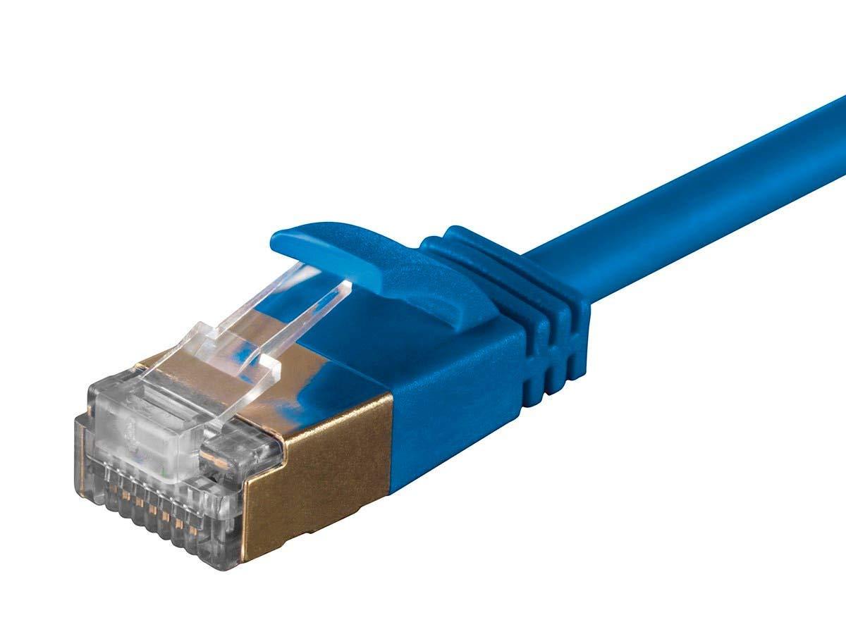 image:imageMonoprice SlimRun Cat6A Ethernet Patch Cable Network Internet Cord RJ45 Stranded STP Pure Bare Copper Wire 36AWG 3ft BlackBlue
