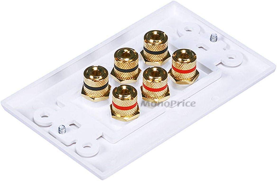 image:imageMoonrise Monoprice 103326 Banana Binding Post TwoPiece Inset Coupler Wall Plate for 4 Speakers White3 Speaker