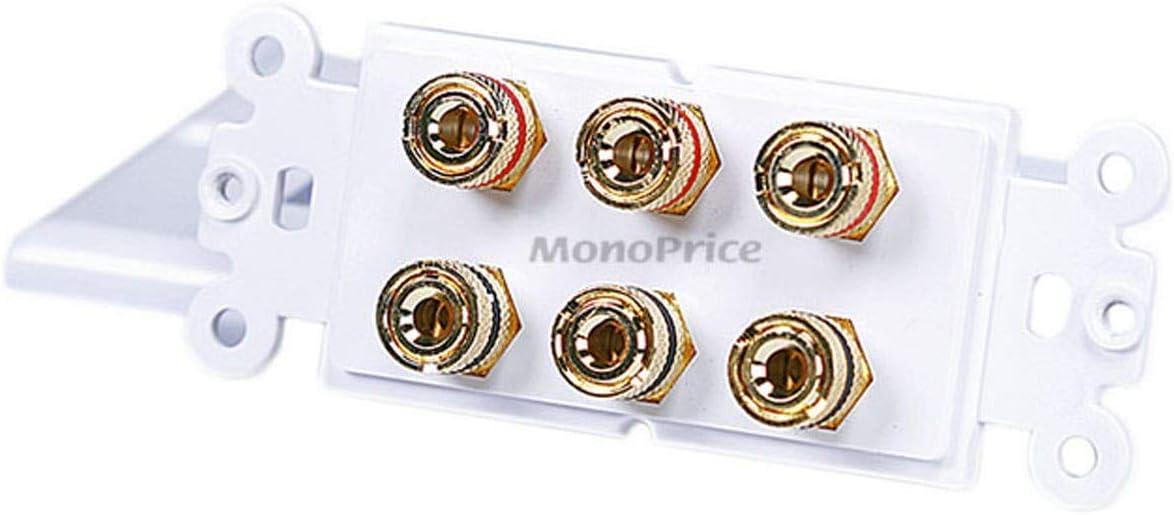 image:imageMoonrise Monoprice 103326 Banana Binding Post TwoPiece Inset Coupler Wall Plate for 4 Speakers White3 Speaker