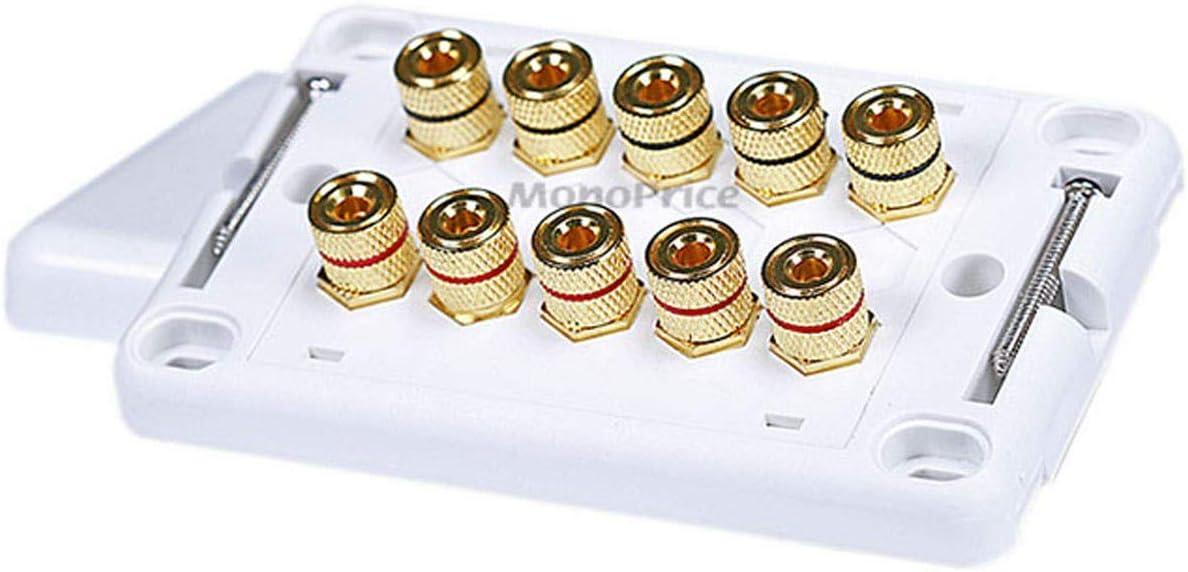 image:imageMoonrise Monoprice 103326 Banana Binding Post TwoPiece Inset Coupler Wall Plate for 4 Speakers White5 Speaker