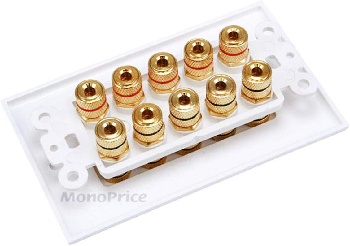 image:imageMoonrise Monoprice 103326 Banana Binding Post TwoPiece Inset Coupler Wall Plate for 4 Speakers White5 Speaker