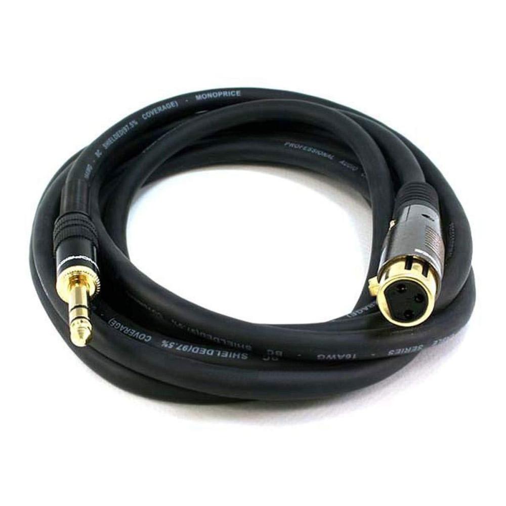 image:imageMonoprice 104768 3Feet Premier Series XLR Female to 14Inch TRS Male 16AWG Cable gold10 Feet