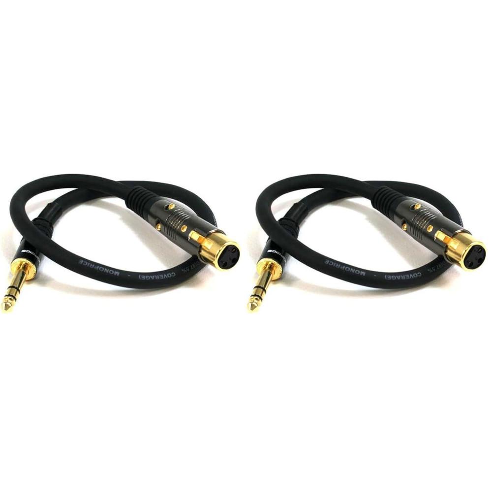image:imageMonoprice 104768 3Feet Premier Series XLR Female to 14Inch TRS Male 16AWG Cable gold15 Feet Pack of 2