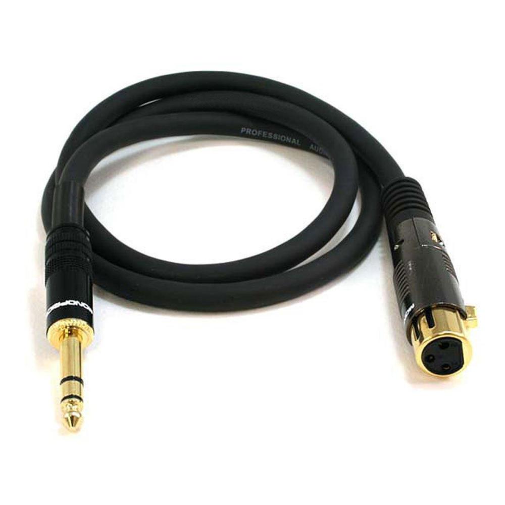 image:imageMonoprice 104768 3Feet Premier Series XLR Female to 14Inch TRS Male 16AWG Cable gold3 Feet