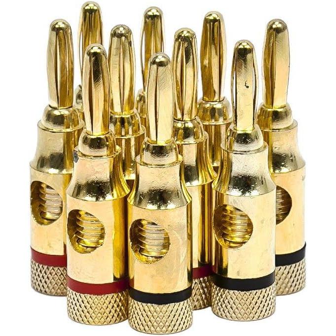 image:imageMonoprice 109437 5PRJX74047 Gold Plated Speaker Banana Plugs 5 Pairs Open Screw Type For Speaker Wire Home Theater Wall Plates And More5 Pairs