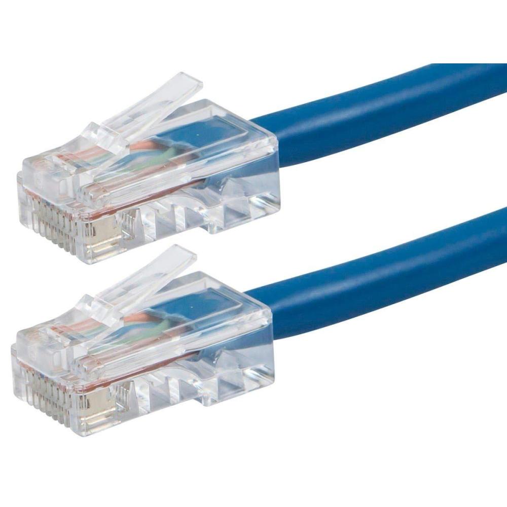 image:imageMonoprice 114285 ZerobootCat5e Ethernet Patch Cable  Network Internet Cord  RJ45 Stranded 350Mhz UTP Pure Bare Copper Wire 24AWG 1ft YellowBlue