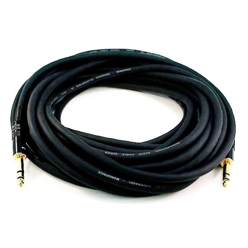 image:imageMonoprice 14Inch TRS Male to Male Cable  100 Feet  Black 16AWG Gold Plated  Premier SeriesCord