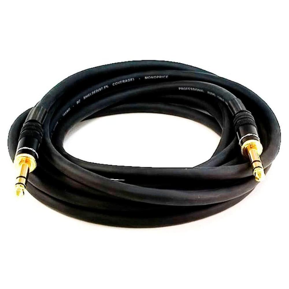 image:imageMonoprice 14Inch TRS Male to Male Cable 6 Feet Black 16AWG Gold Plated Premier Series15ft