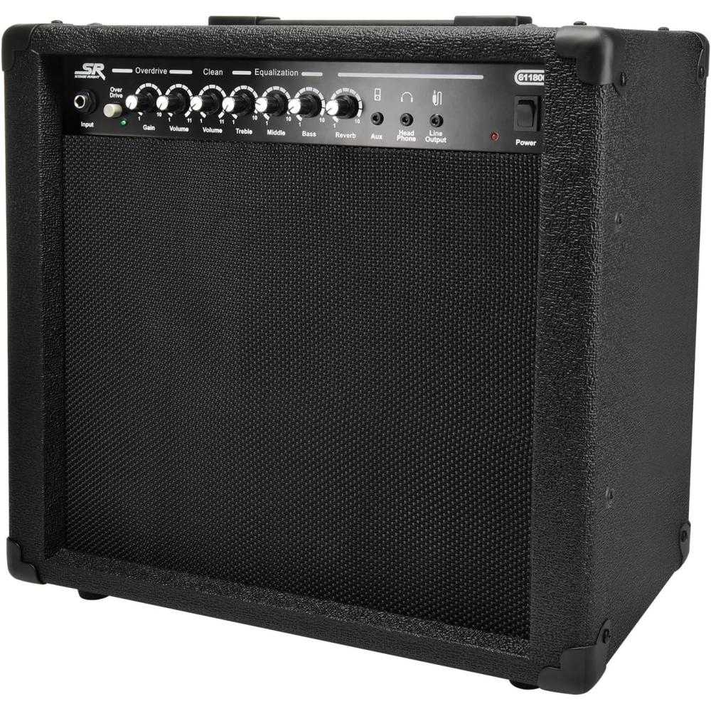 image:imageMonoprice 1x10 Guitar Combo Amplifier  Black 40Watt Spring Reverb 10Inch 4Ohm Speaker High amp Low Inputs Headphone Output  Stage Right SeriesAmplifier