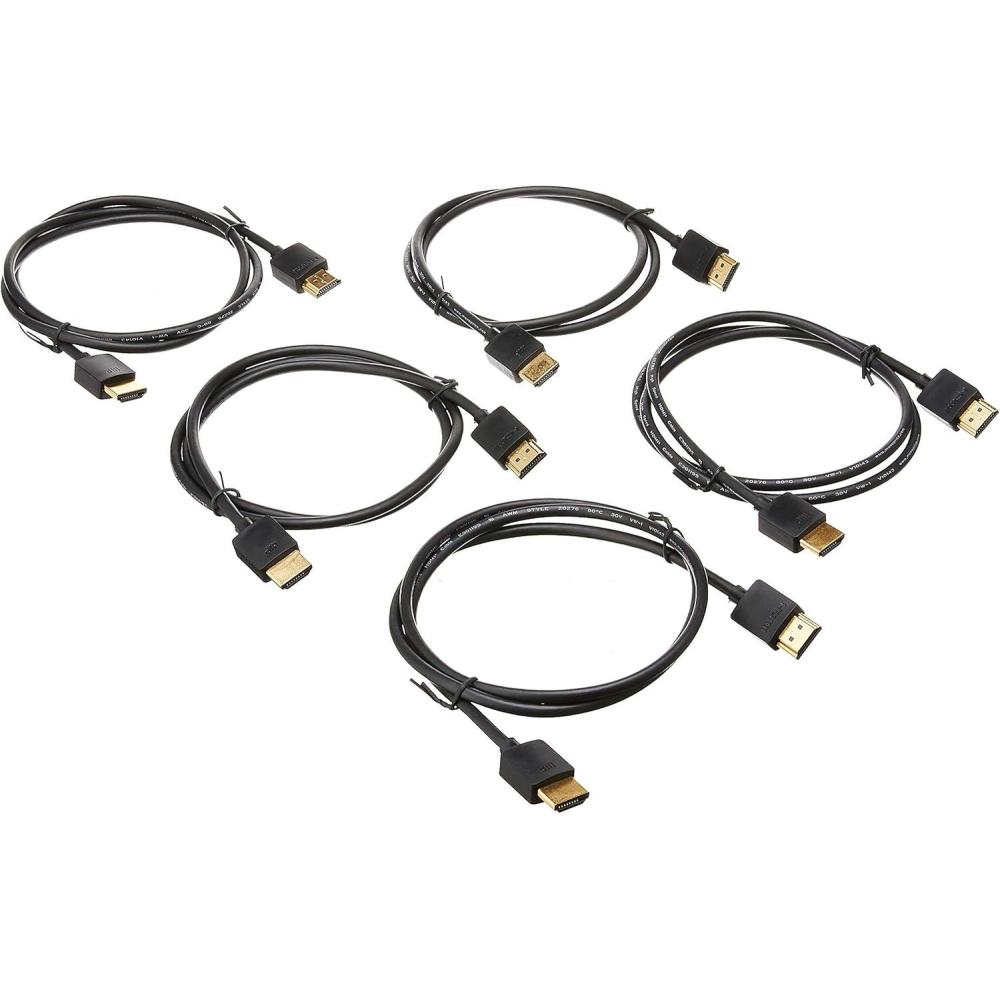 image:imageMonoprice 8K Ultra High Speed Slim HDMI Cable  HDMI 21 8K60Hz 4K120Hz 48Gbps HDR VRR 1ft Black5 Pack