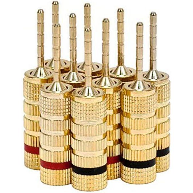 image:imageMonoprice 9438 Gold Plated Speaker Pin Plugs 5 Pairs Pin Screw Type For Speaker Wire Home Theater Wall Plates And More