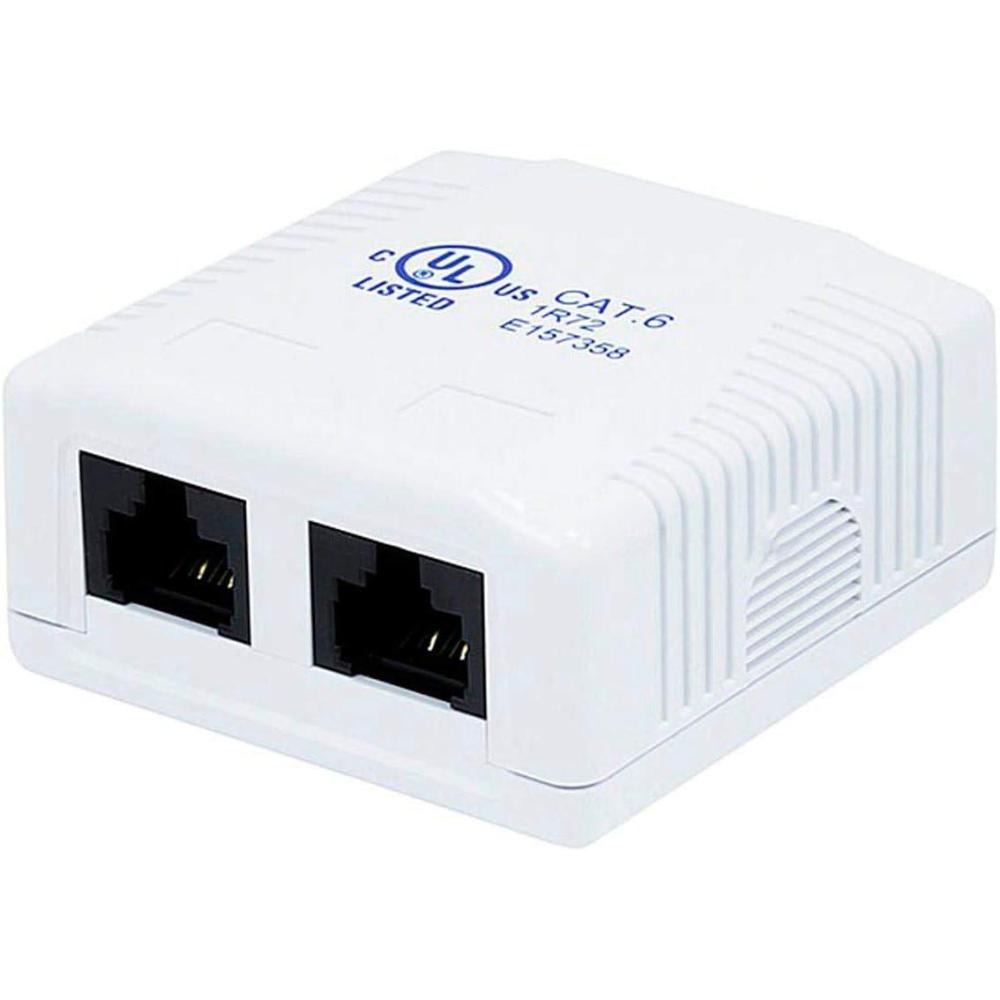 image:imageMonoprice Cat6 RJ45 Surface Mount Box  UL Listed 2Port Dual IDC 110D or Krone Type 50u TAA No Logo White