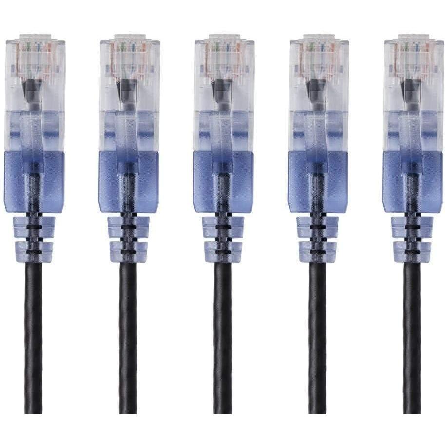 image:imageMonoprice Cat6A Ethernet Patch Cable Snagless RJ45 550Mhz 10G UTP Pure Bare Copper Wire 30AWG 5Pack 5 Feet Black SlimRun Series