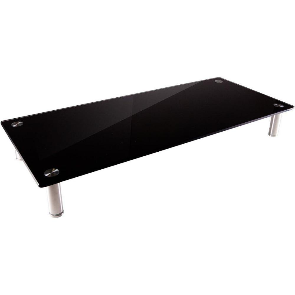 image:imageMonoprice Medium Multimedia Desktop Stand Black Glass 276 x 122 x 3 Stand amp Riser Laptop Stand Desktop TV Stand Dual Monitors w Height Adjustable Legs Workstream Collection 116360 256 x 110Black Glass
